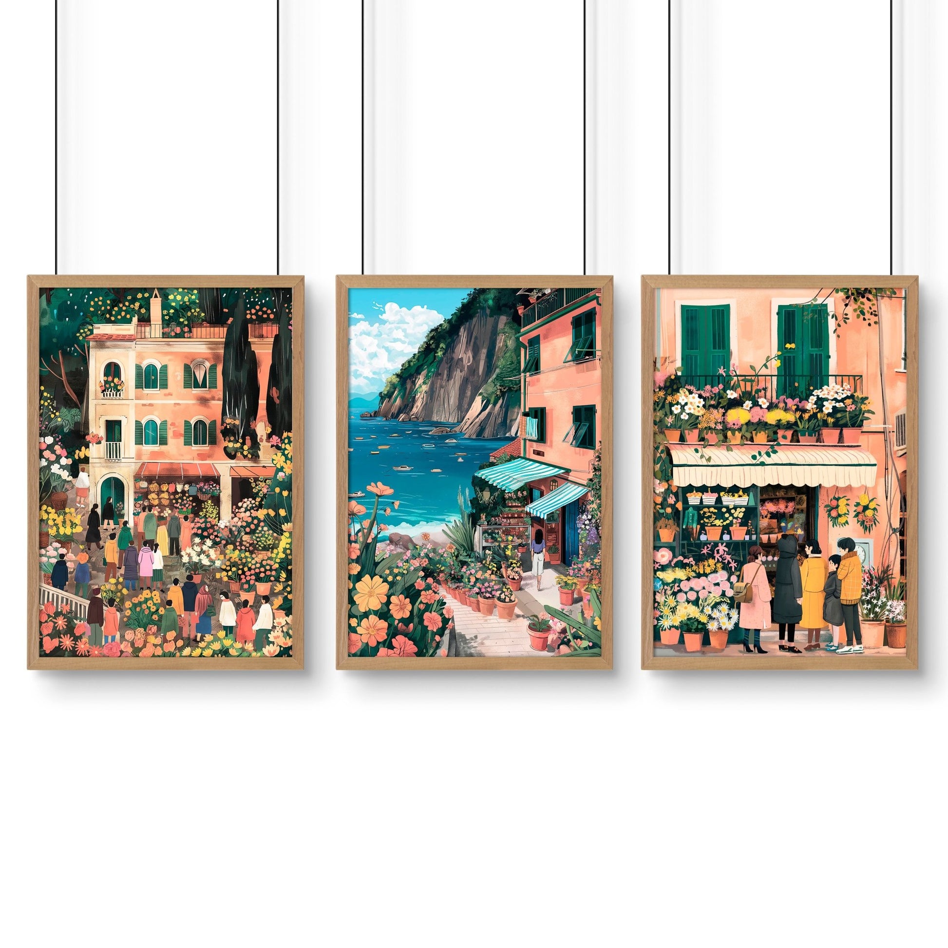Framed Artwork | Set of 3 Italian Lifestyle Wall art Prints