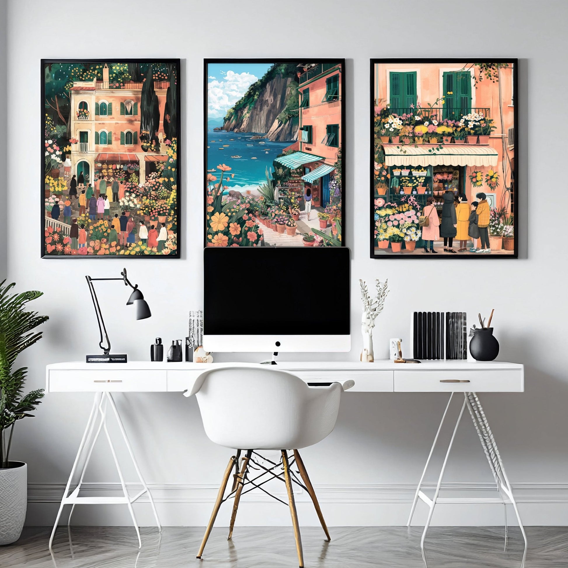 Framed Artwork | Set of 3 Italian Lifestyle Wall art Prints