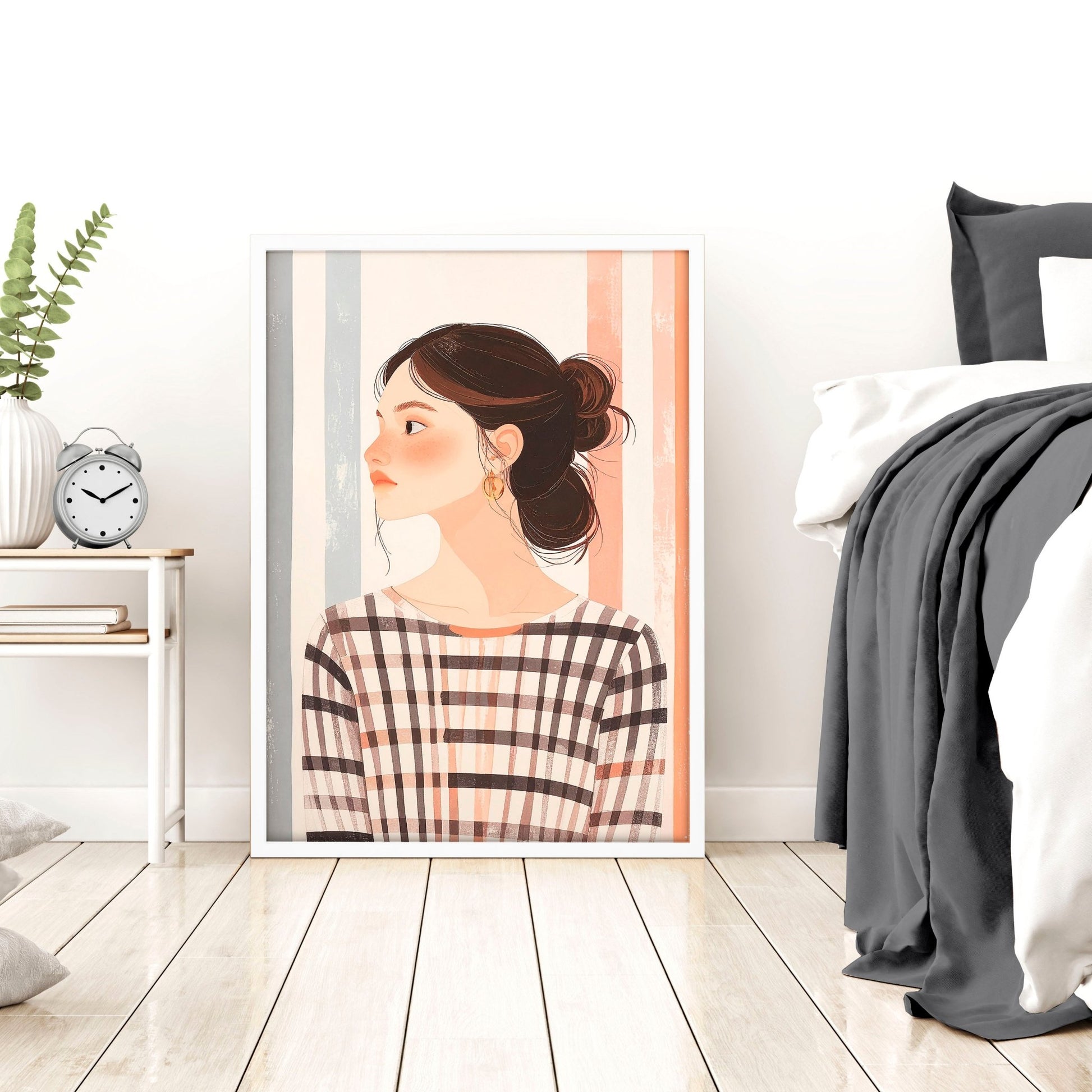 Framed Bedroom Wall Art | Set of 3 Boho Women Wall art Prints