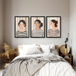 Framed Bedroom Wall Art | Set of 3 Boho Women Wall art Prints