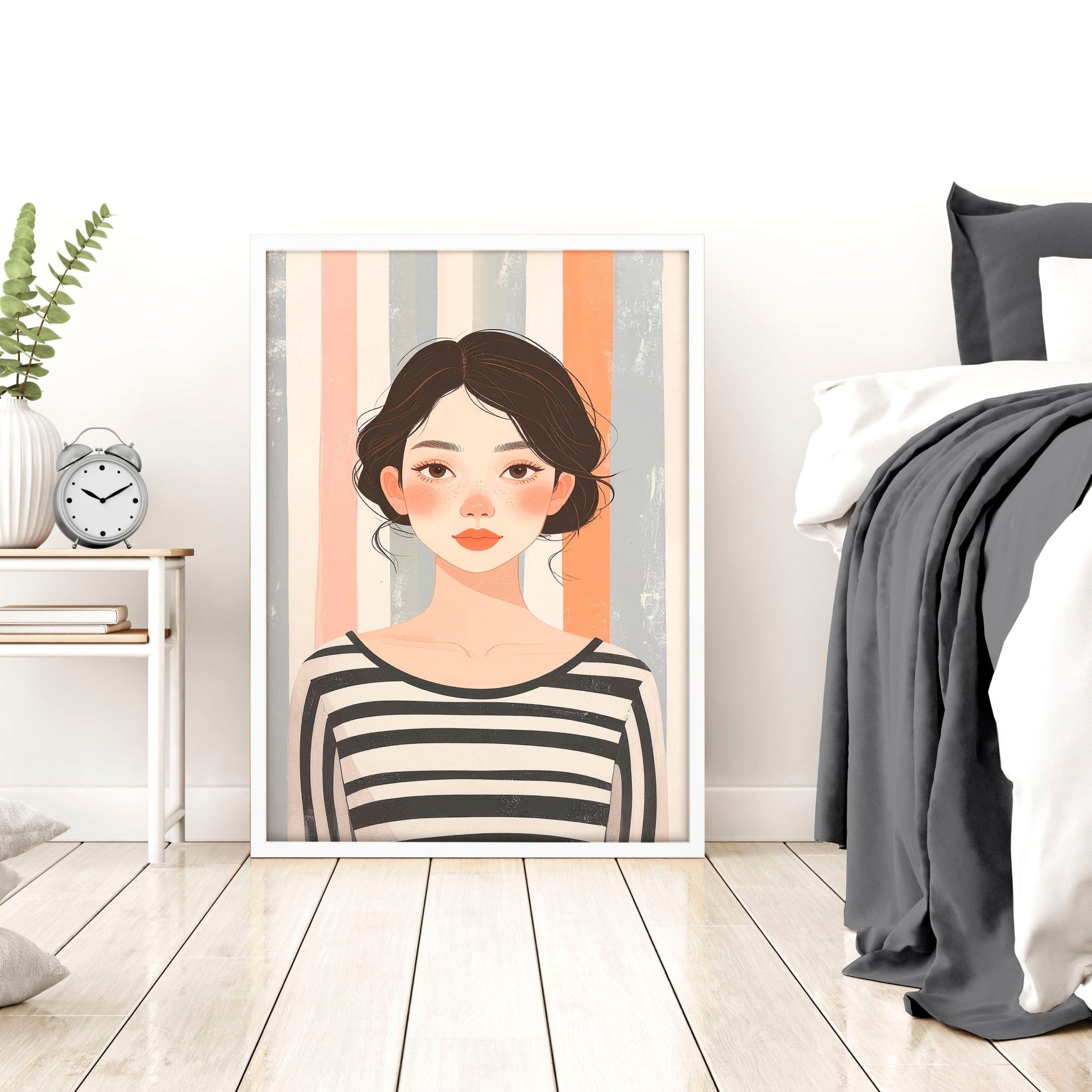 Framed Bedroom Wall Art | Set of 3 Boho Women Wall art Prints