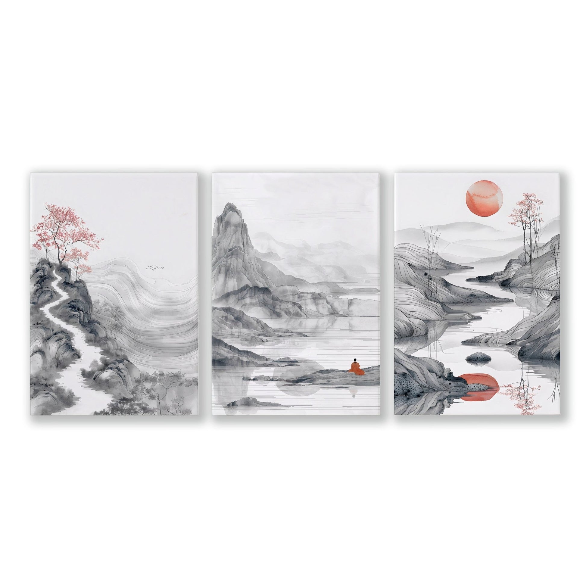 Framed Gallery Wall | Set of 3 Asian Inspired Wall art Prints