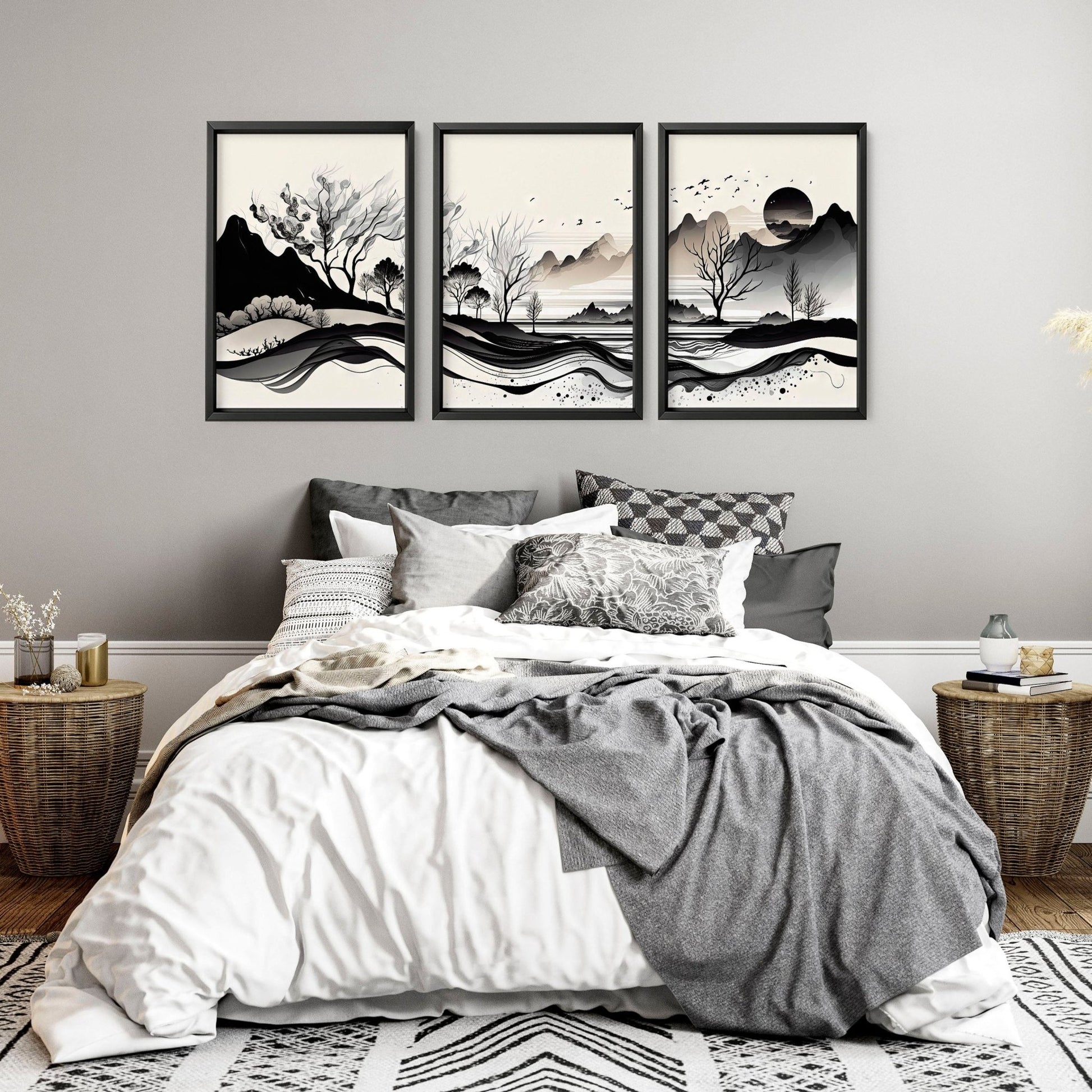 Framed Landscape Wall Art | Set of 3 wall art prints