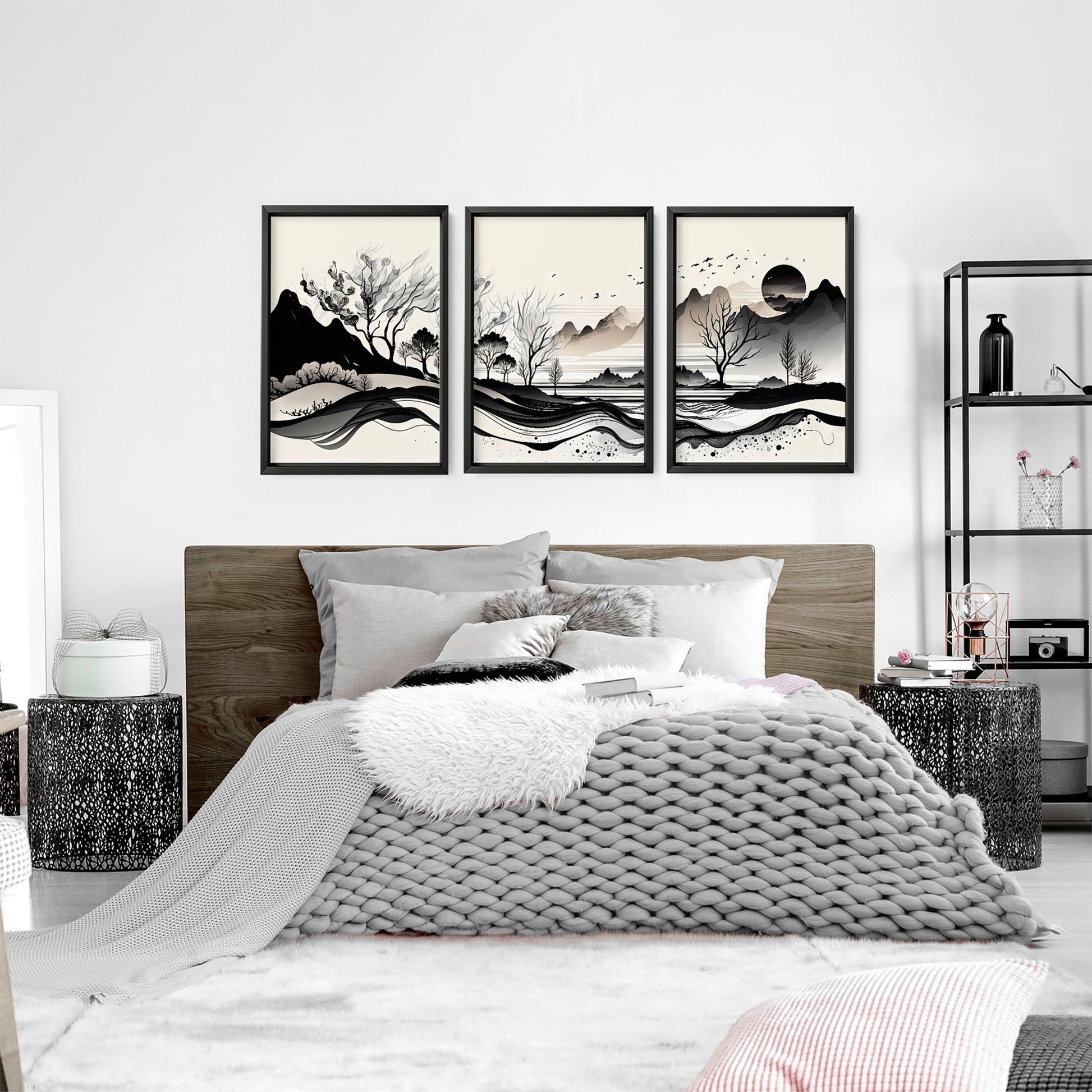 Framed Landscape Wall Art | Set of 3 wall art prints