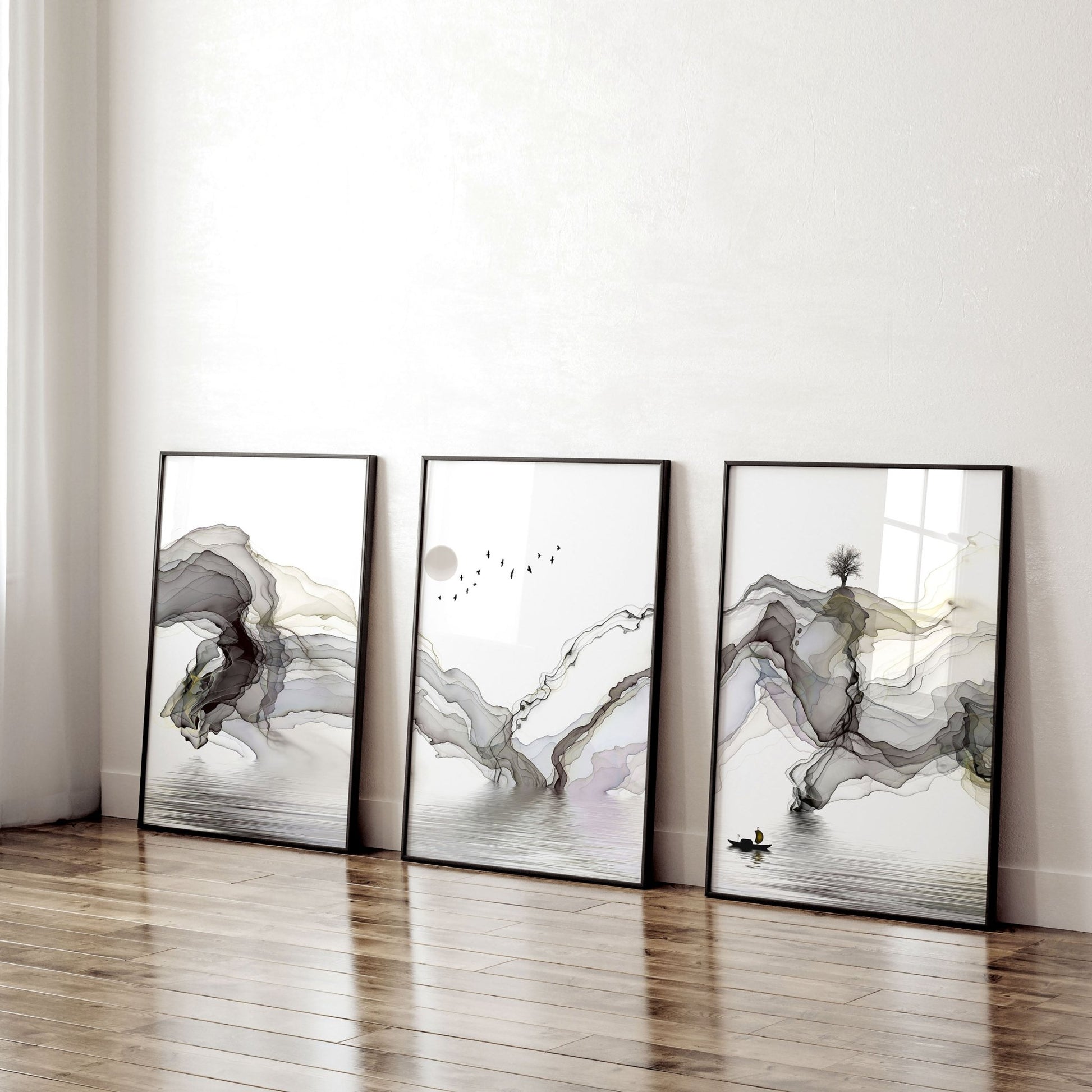 Framed Pictures For Living Room | Set of 3 wall art prints