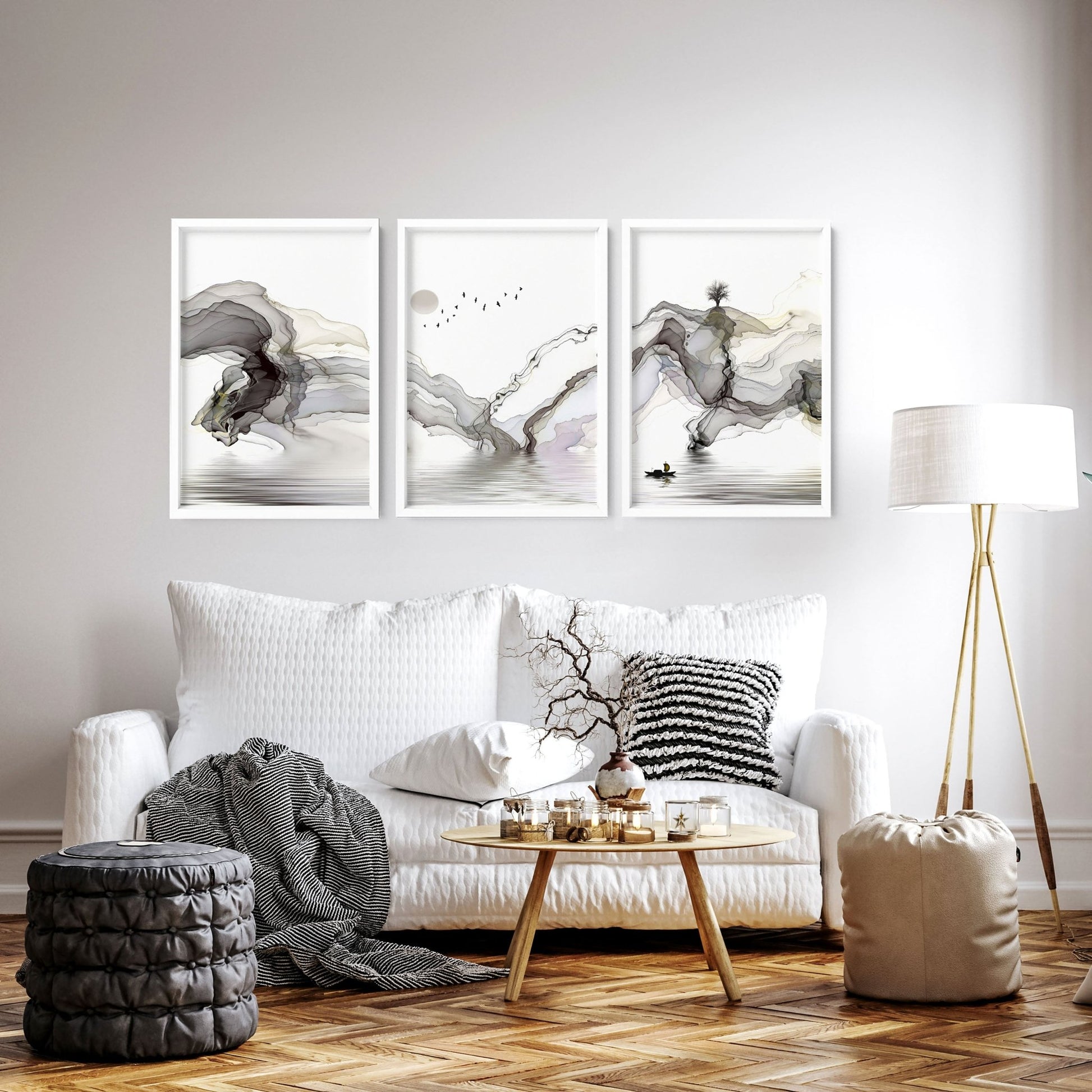 Framed Pictures For Living Room | Set of 3 wall art prints