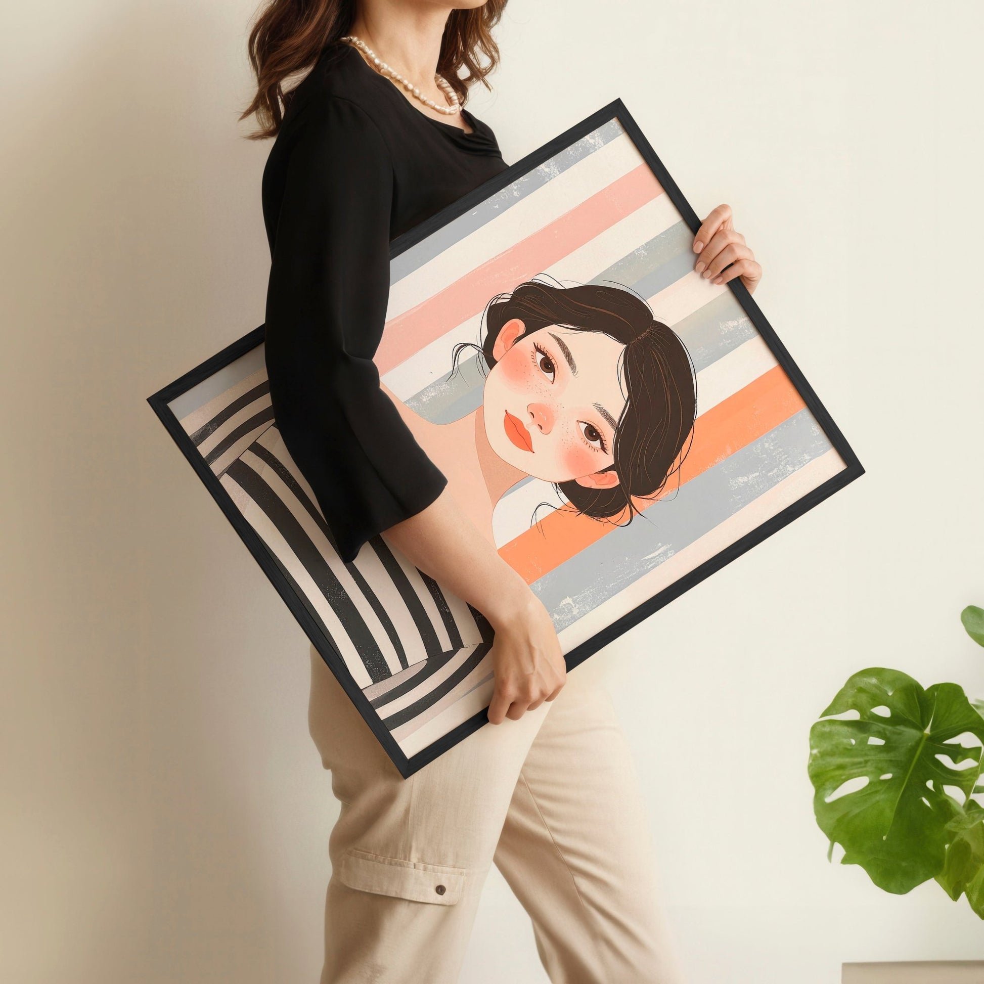 Framed Pictures For The Living Room | Set of 3 Boho Women Wall art Prints