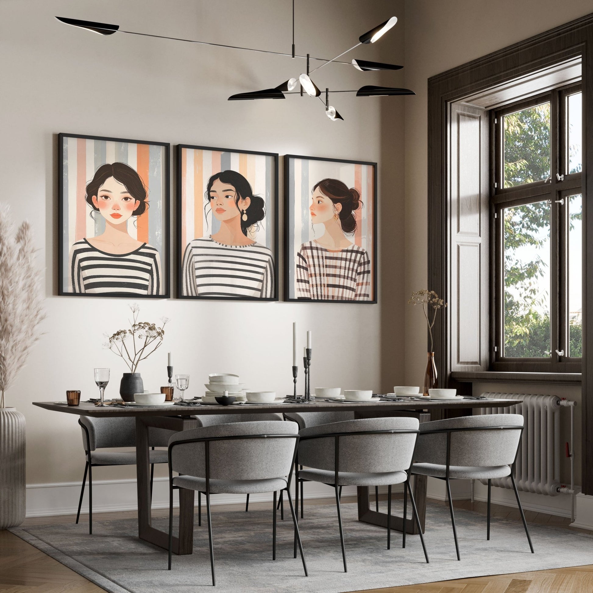 Framed Pictures For The Living Room | Set of 3 Boho Women Wall art Prints