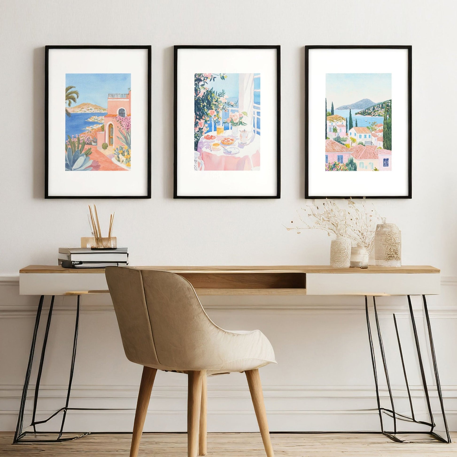 Framed Print Wall | Set of 3 Beach Decor Wall art Prints