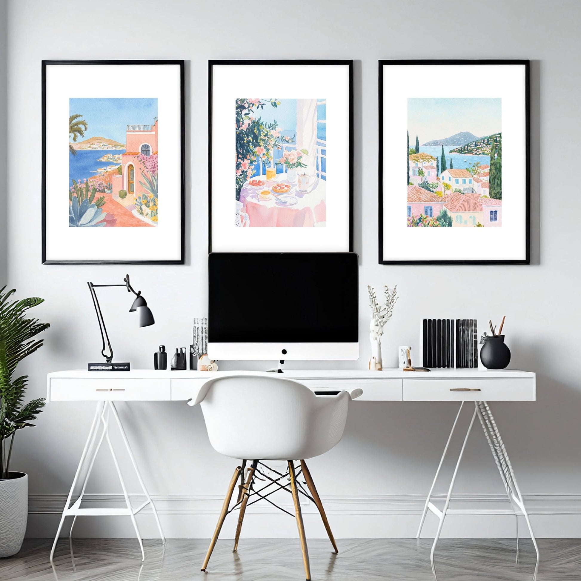 Framed Print Wall | Set of 3 Beach Decor Wall art Prints