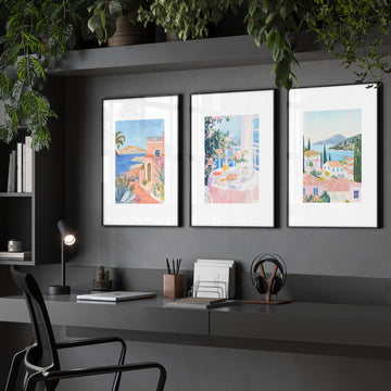 Framed Print Wall | Set of 3 Beach Decor Wall art Prints