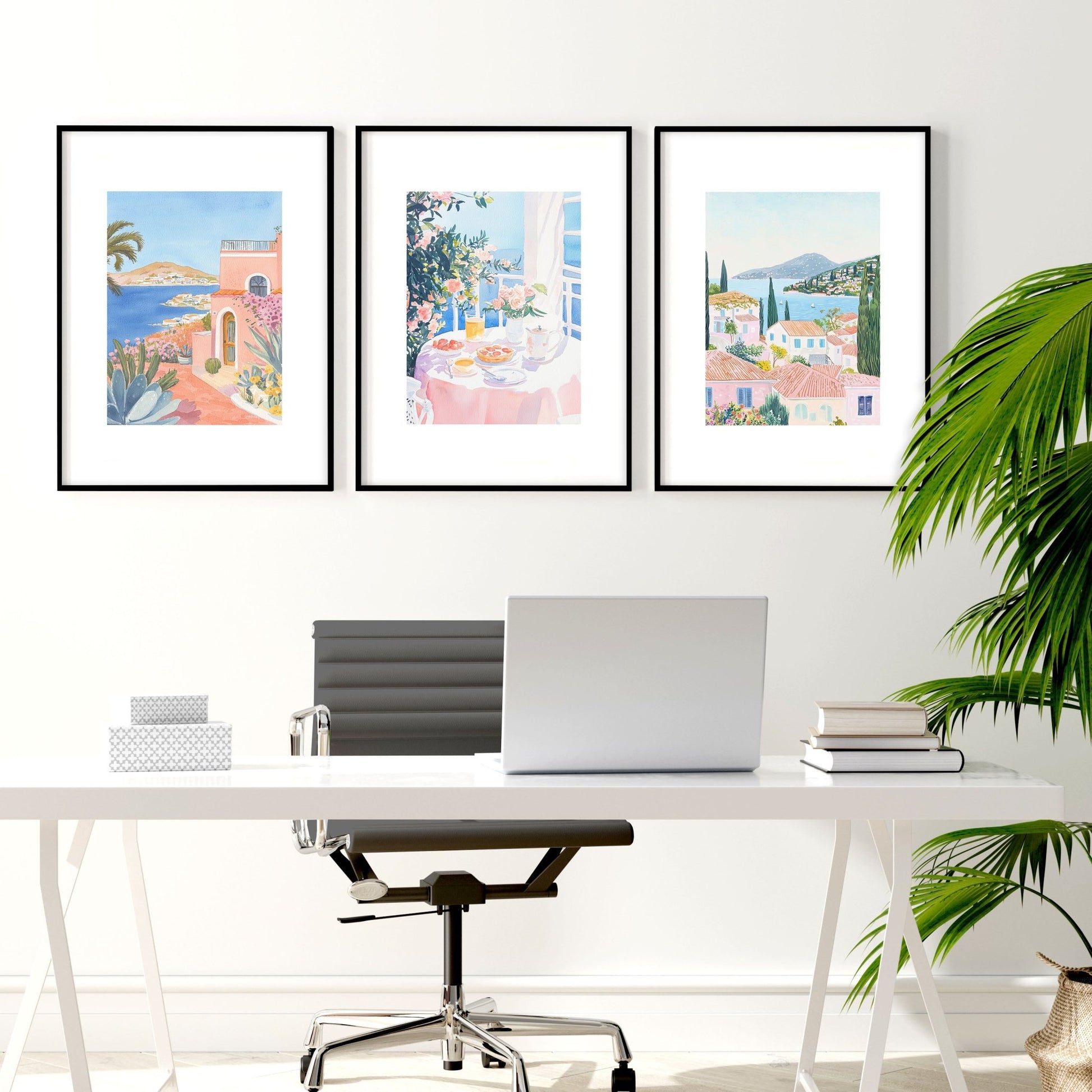 Framed Print Wall | Set of 3 Beach Decor Wall art Prints