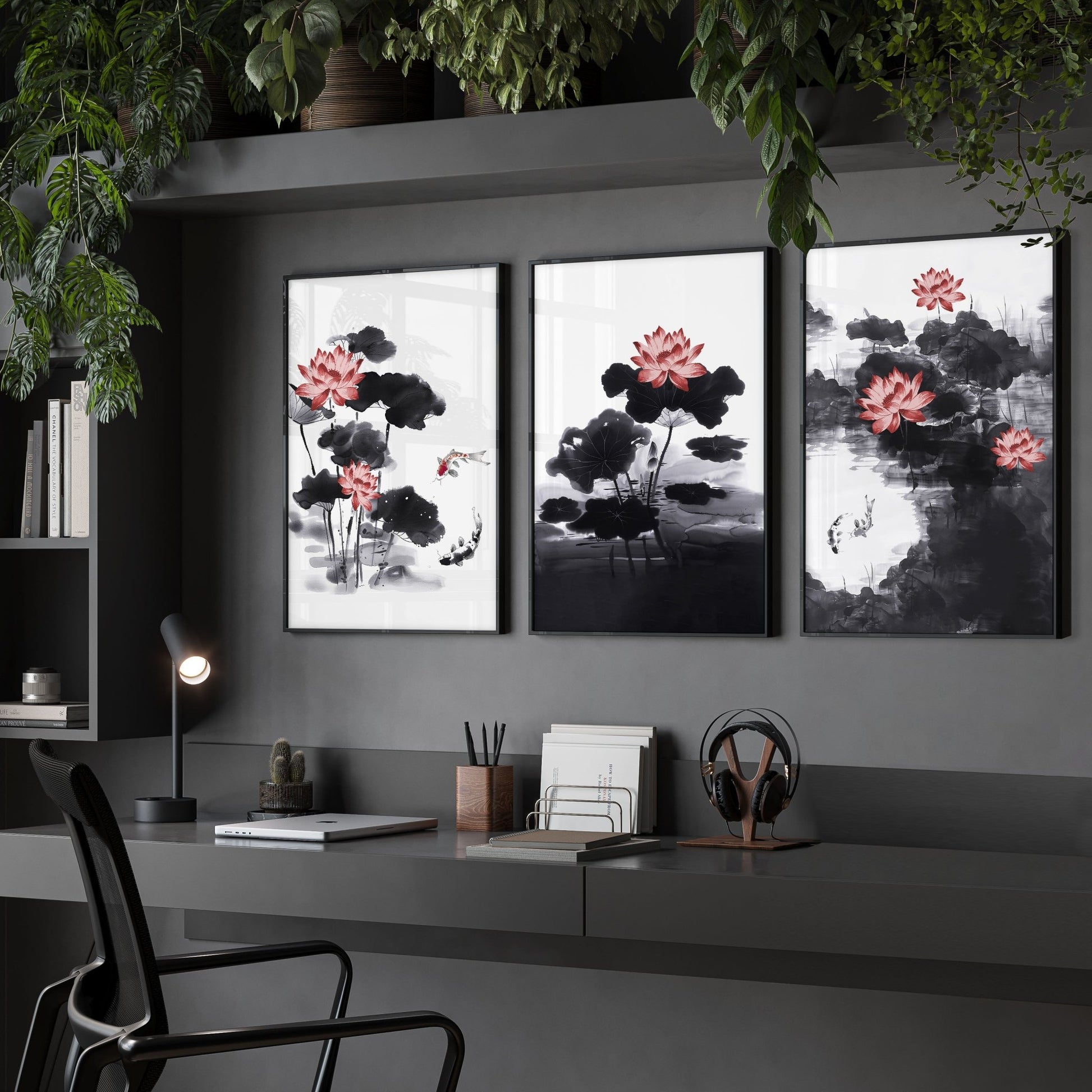 Framed Prints For Wall | Set of 3 Asian Inspired Wall art Prints