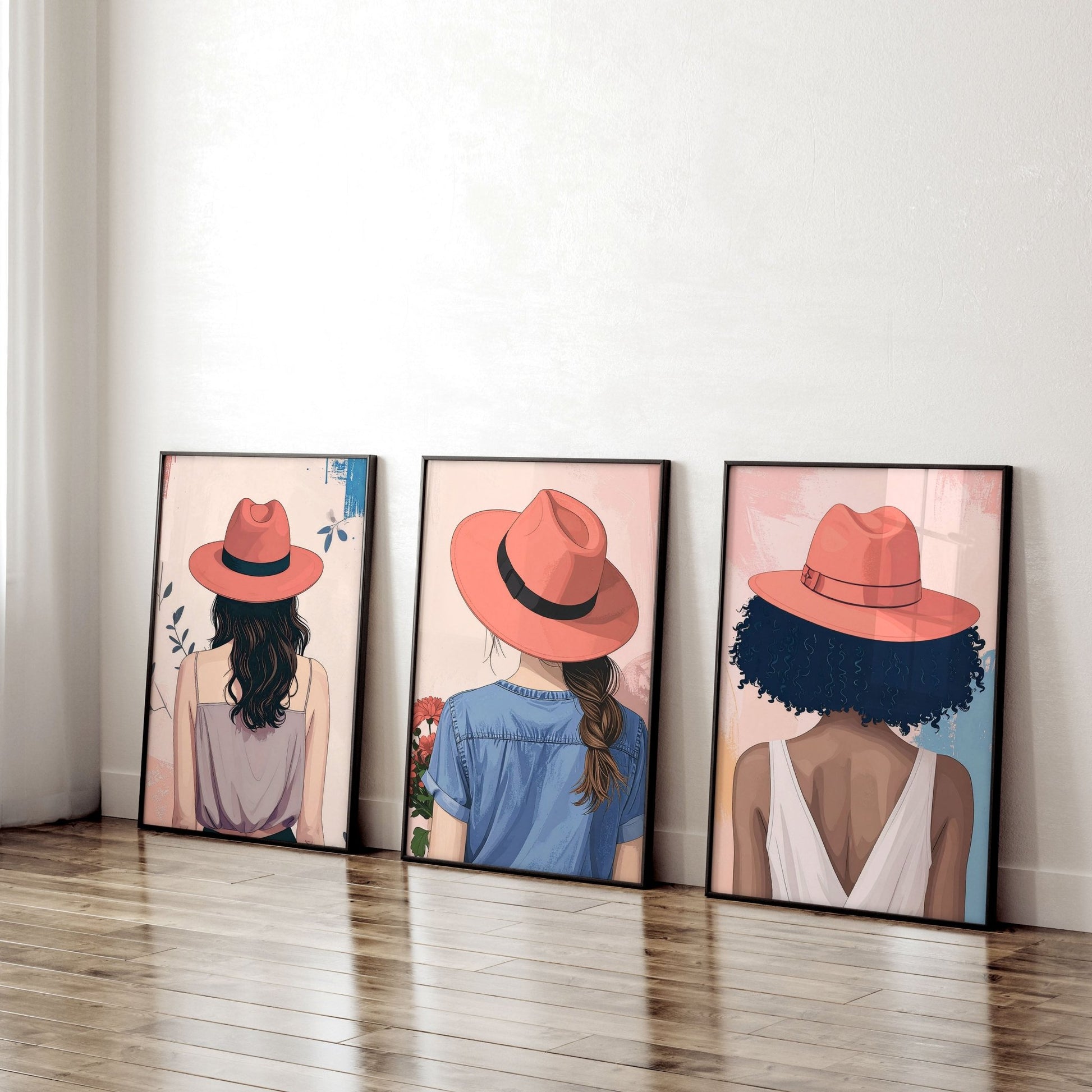 Framed Prints Large | Set of 3 Boho Women Wall art Prints