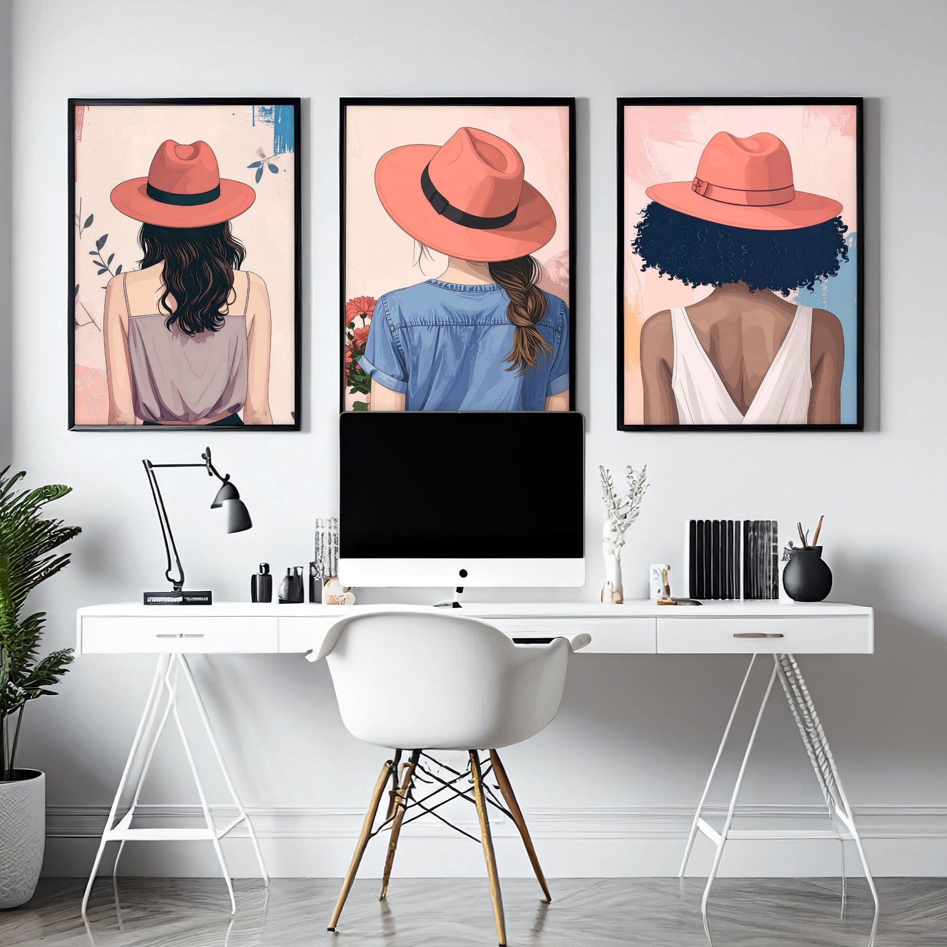 Framed Prints Large | Set of 3 Boho Women Wall art Prints