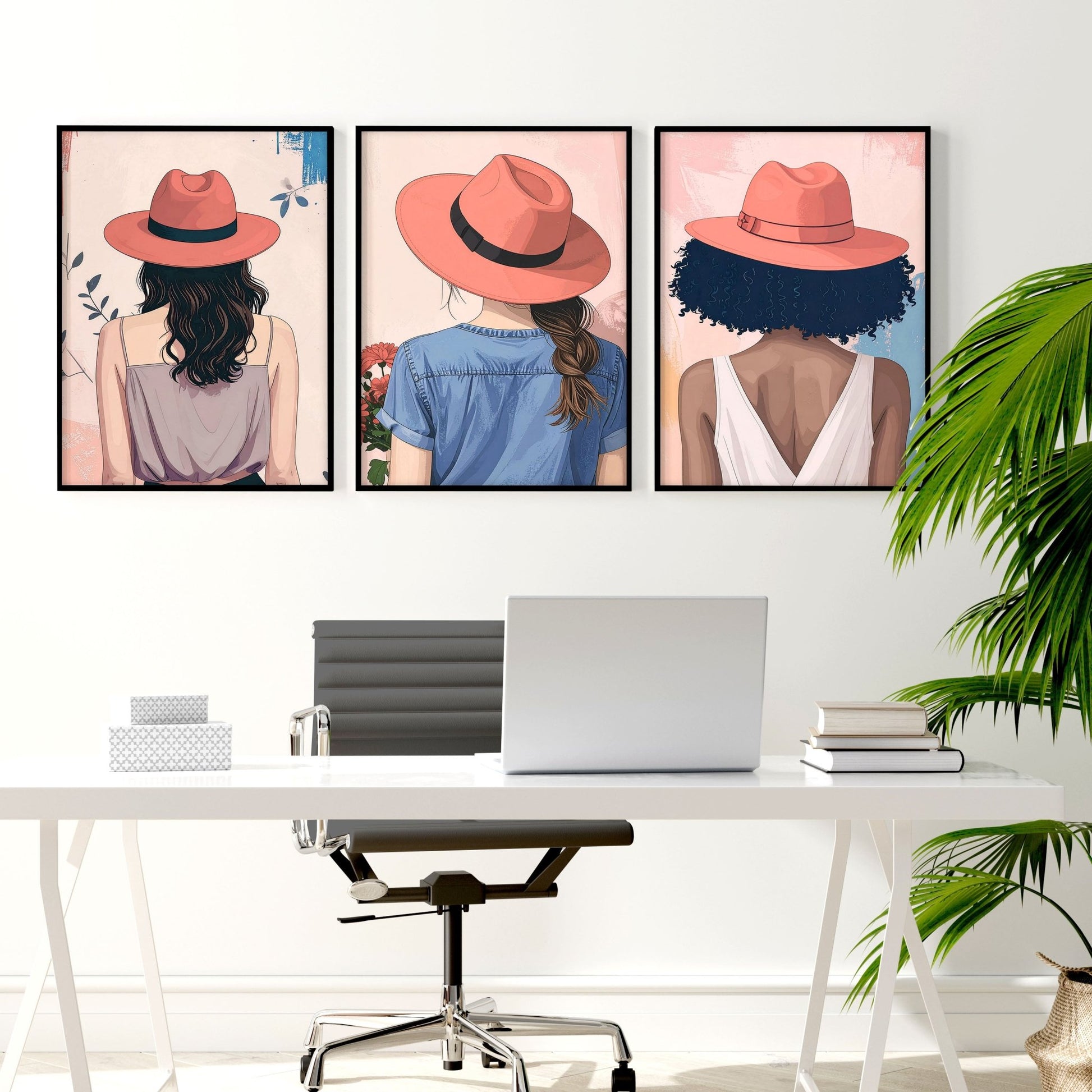 Framed Prints Large | Set of 3 Boho Women Wall art Prints