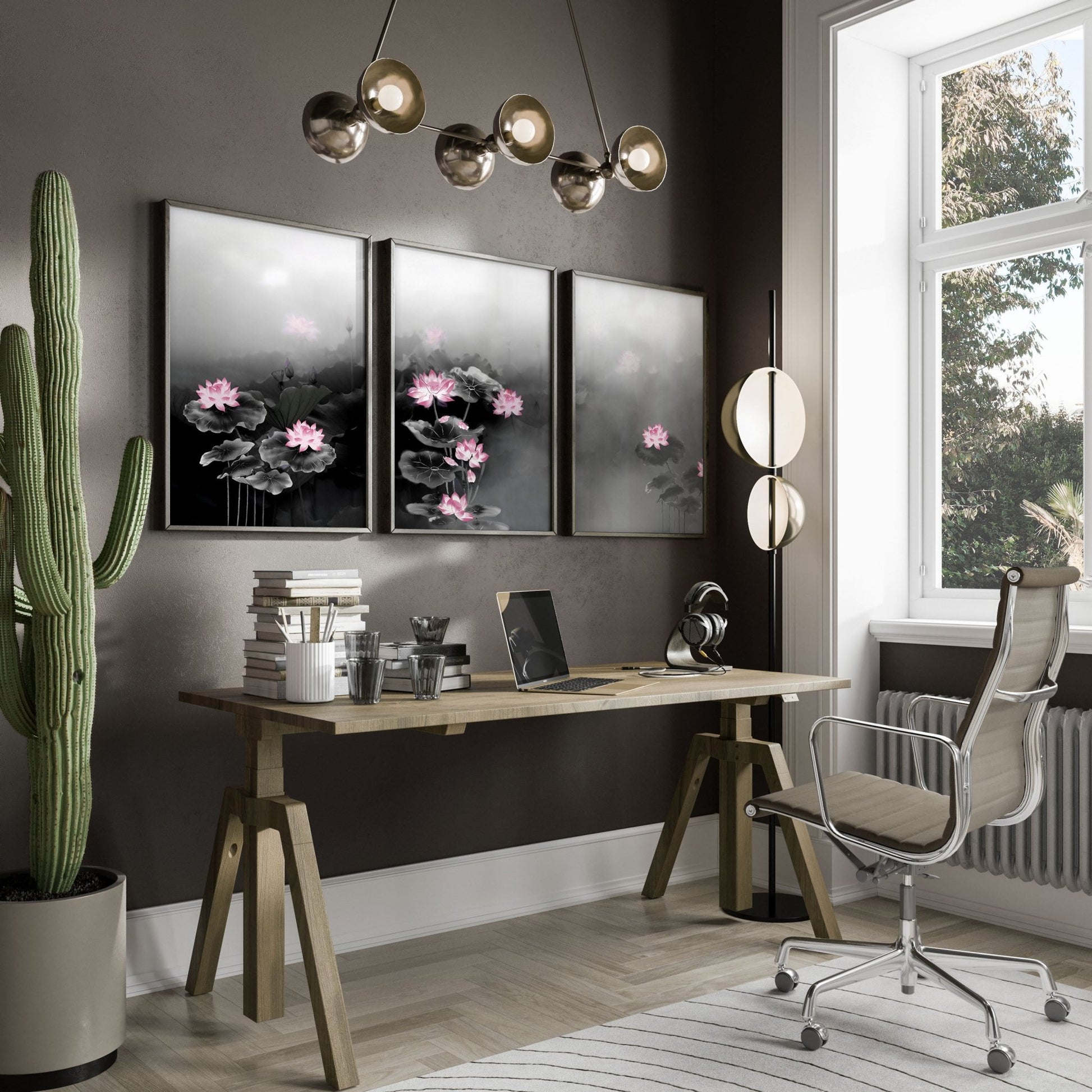 Framed Prints Wall | Set of 3 Asian Inspired Wall art Prints