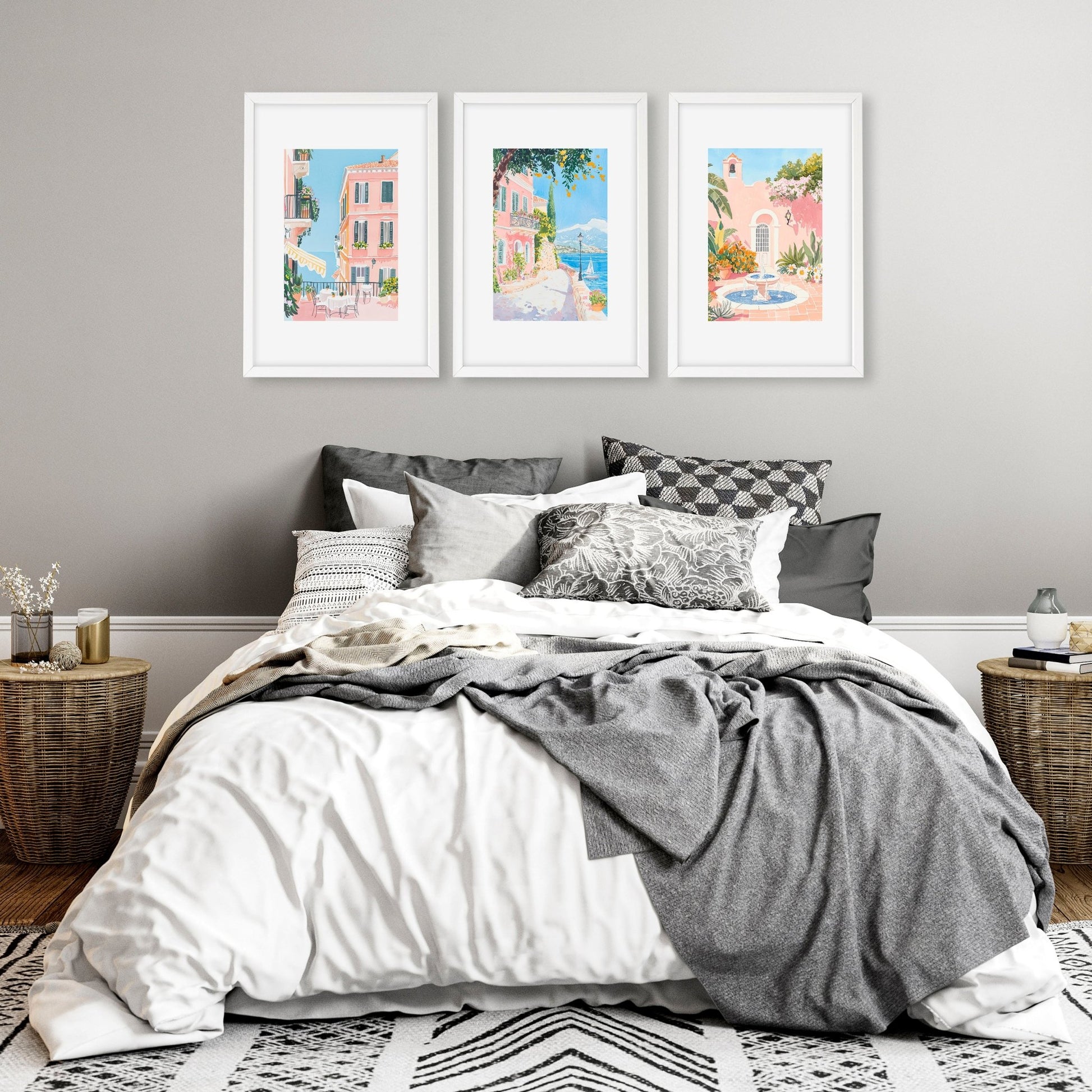 Framed Wall Art Large | Set of 3 Beach Decor Wall art Prints