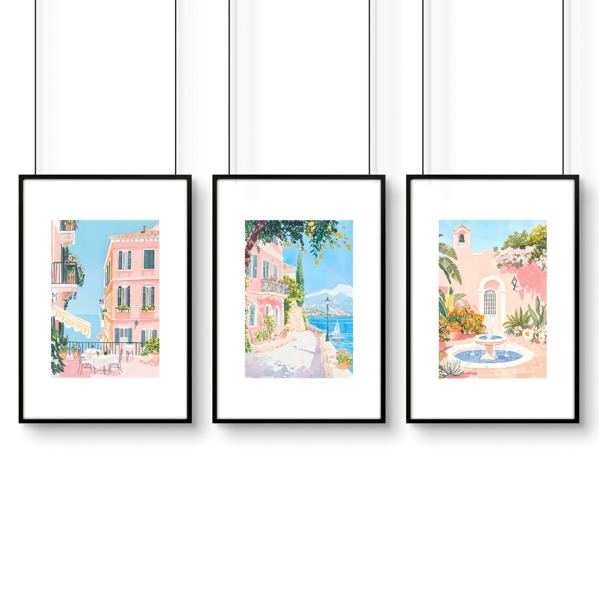 Framed Wall Art Large | Set of 3 Beach Decor Wall art Prints