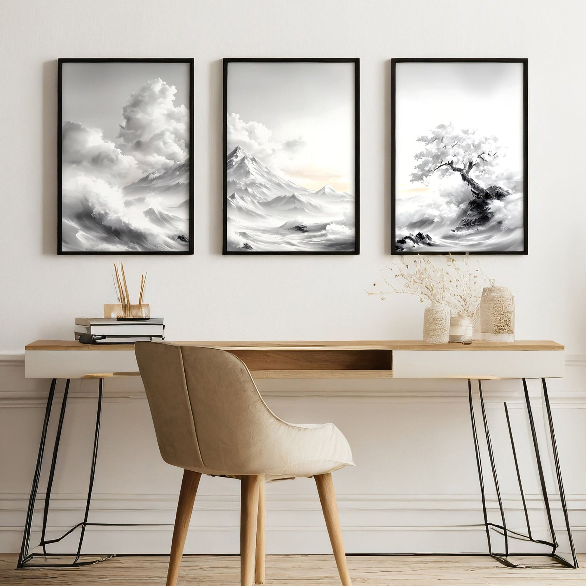 Framed Wall Art Sets of 3 | Set of 3 Asian Inspired Wall art Prints