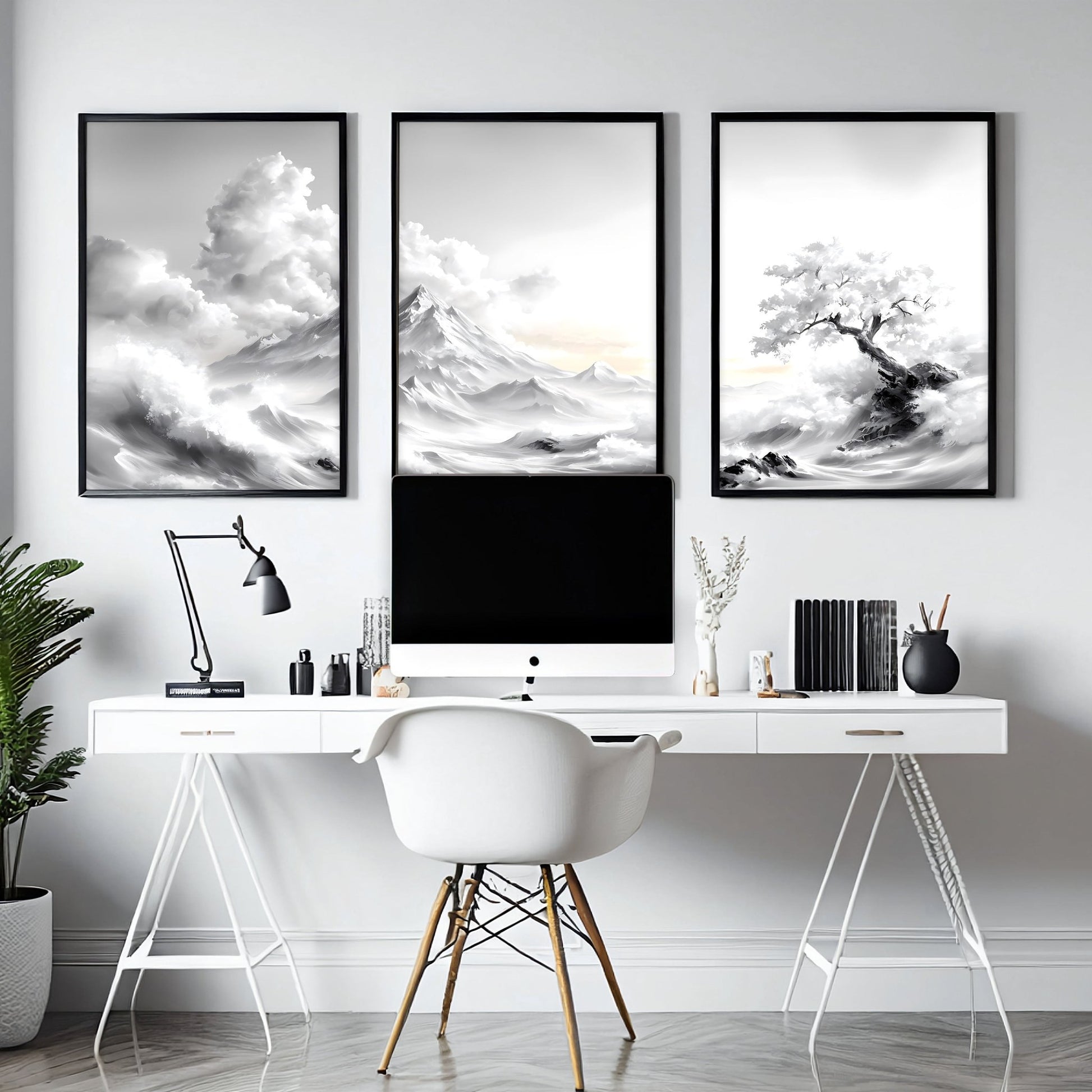 Framed Wall Art Sets of 3 | Set of 3 Asian Inspired Wall art Prints