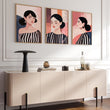 Frames Living Room | Set of 3 Boho Women Wall art Prints
