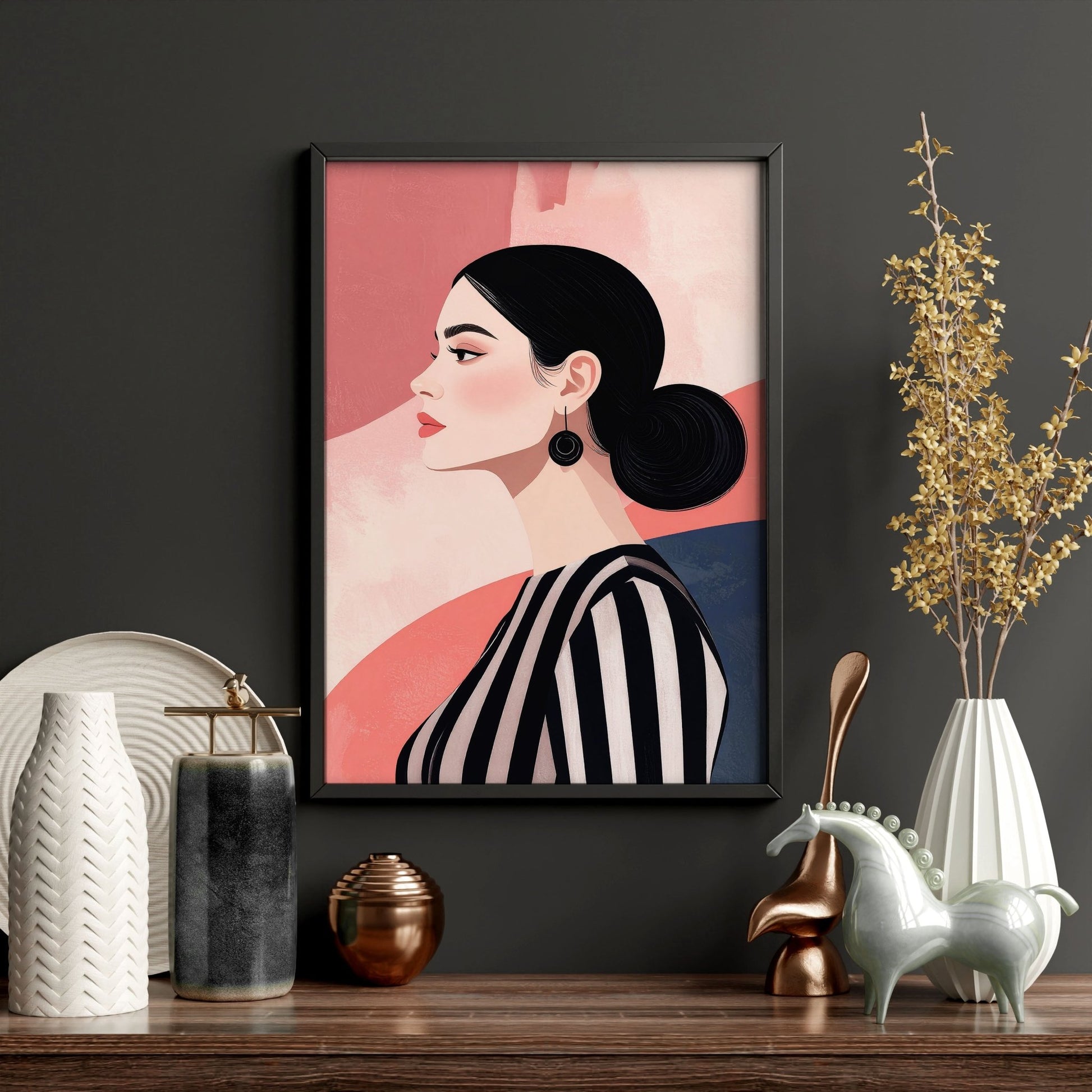 Frames Living Room | Set of 3 Boho Women Wall art Prints