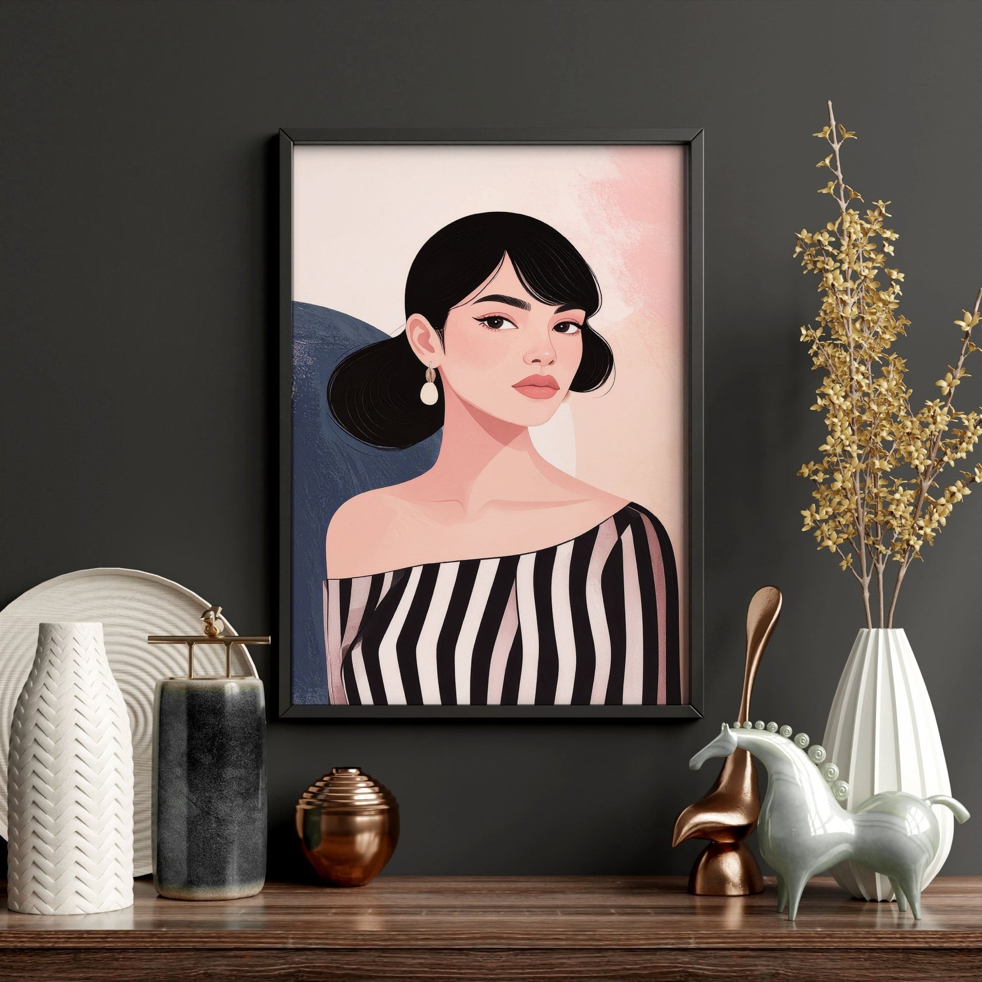 Frames Living Room | Set of 3 Boho Women Wall art Prints