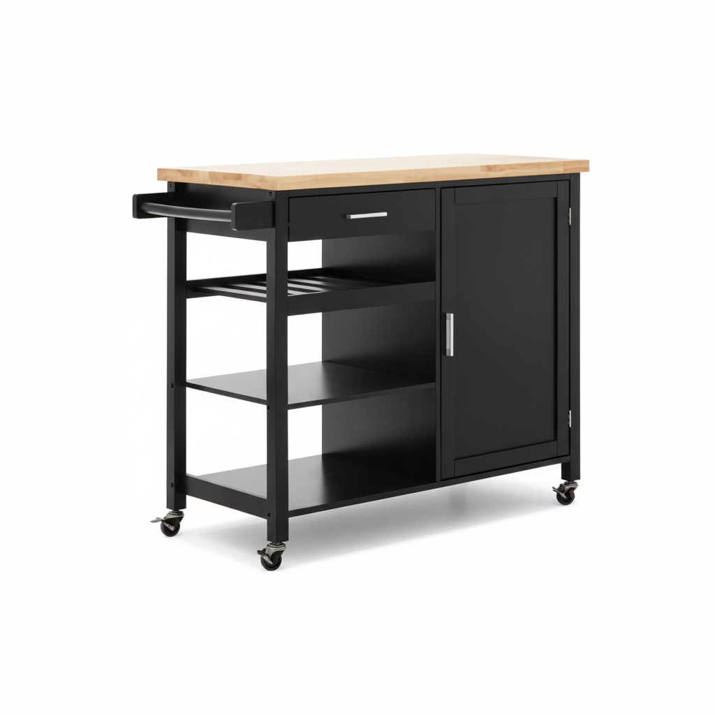 Frankfurt Black Kitchen Trolley
