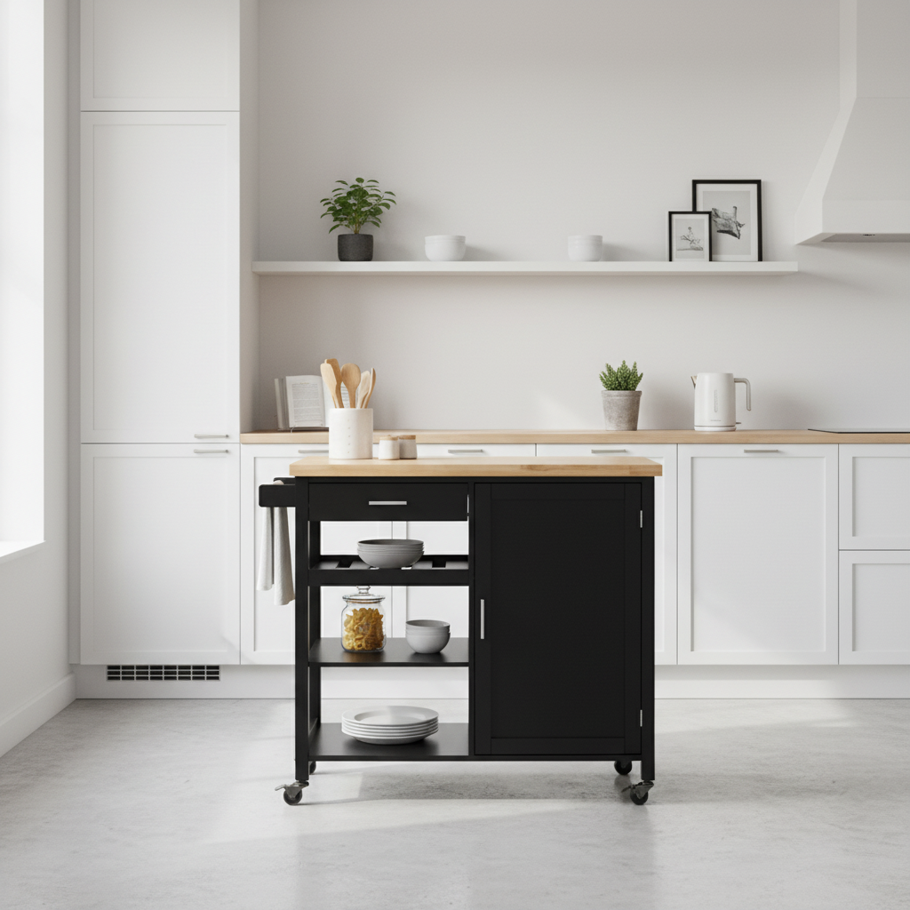 Frankfurt Black Kitchen Trolley