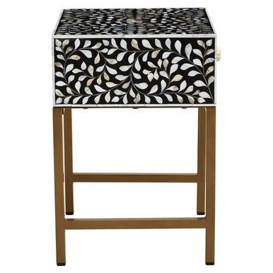 Fusion 1 Drawer Side Table with Bone Inlay