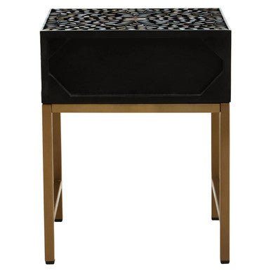 Fusion 1 Drawer Side Table with Bone Inlay