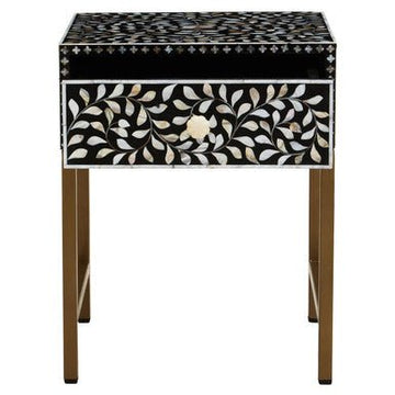 Fusion 1 Drawer Side Table with Bone Inlay