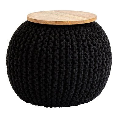 Fusion Black Woven Pouffe