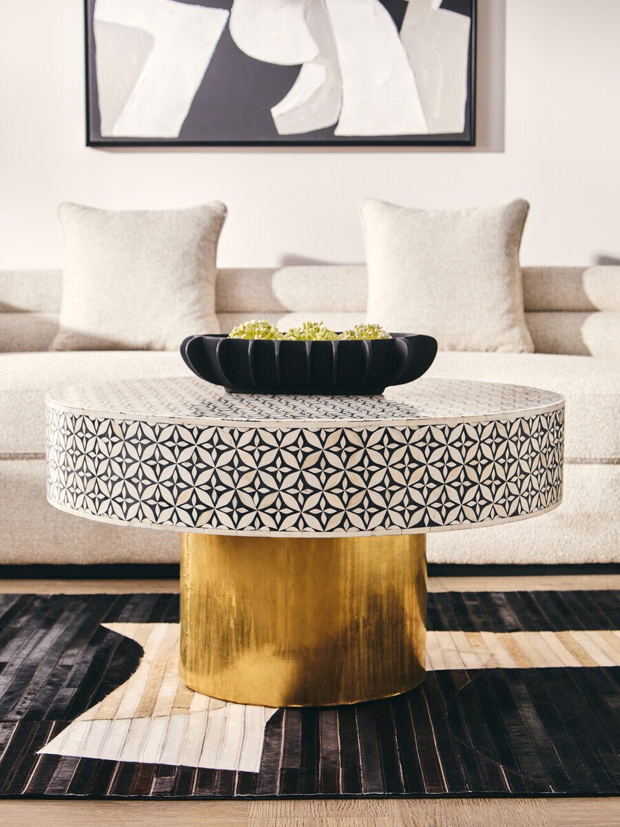 Fusion Round Coffee Table With Gold Base