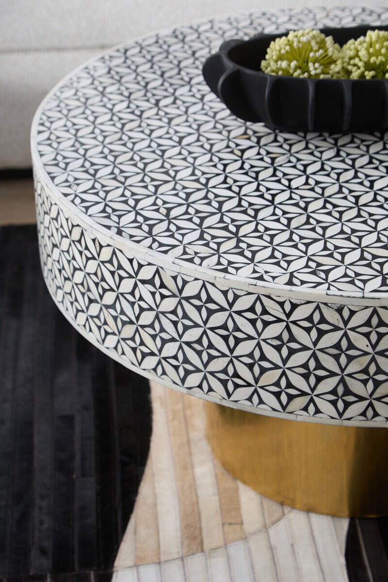 Fusion Round Coffee Table With Gold Base