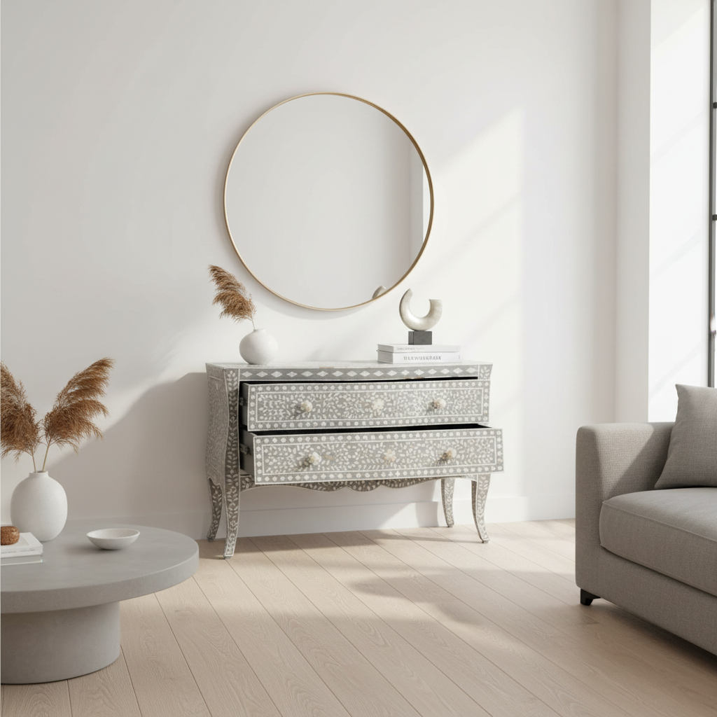 Fusion 2 Drawer Chest with Mother of Pearl Inlay
