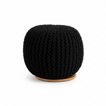 Fusion Black Woven Pouffe