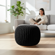 Fusion Black Woven Pouffe