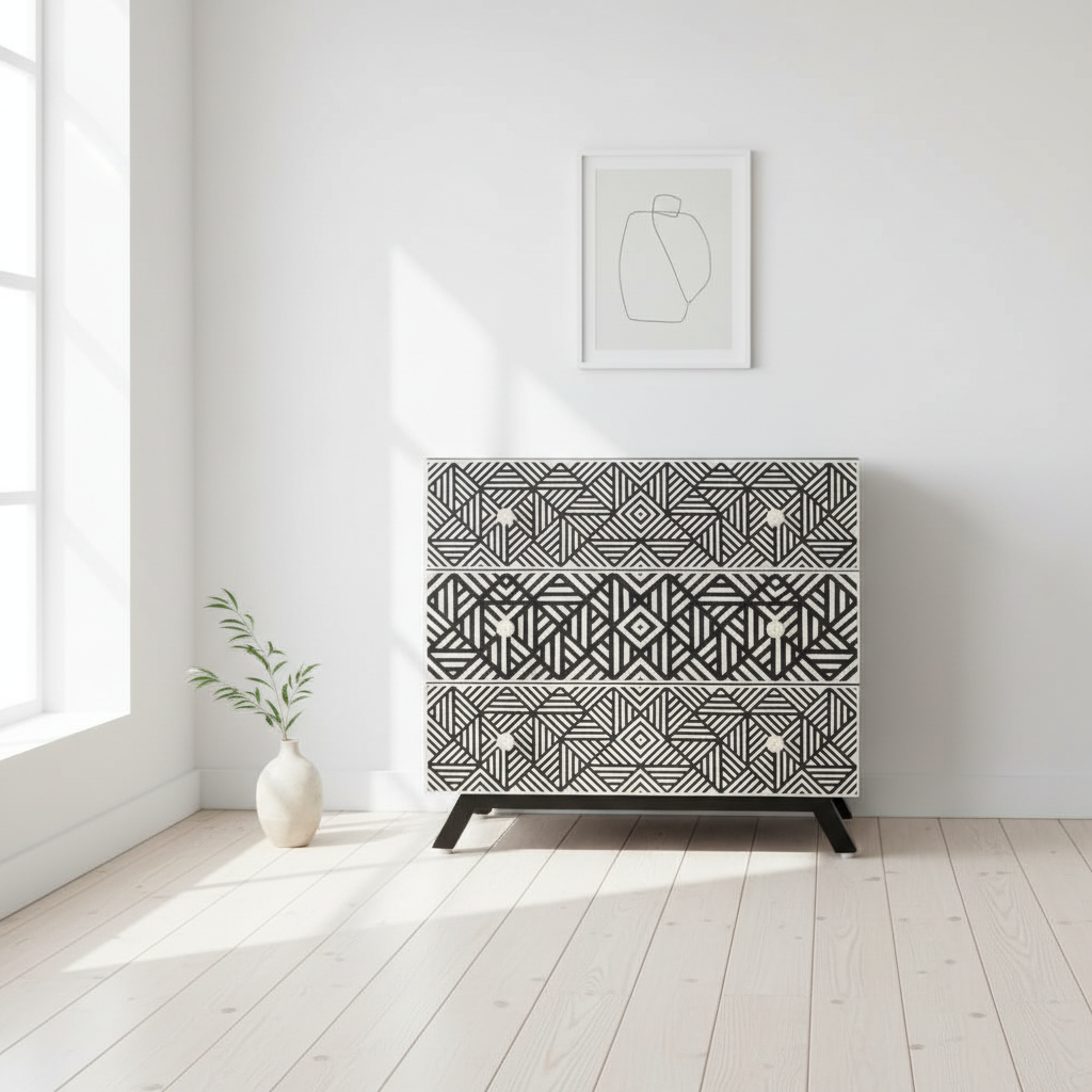 Fusion Bone Monochrome Chest of drawers