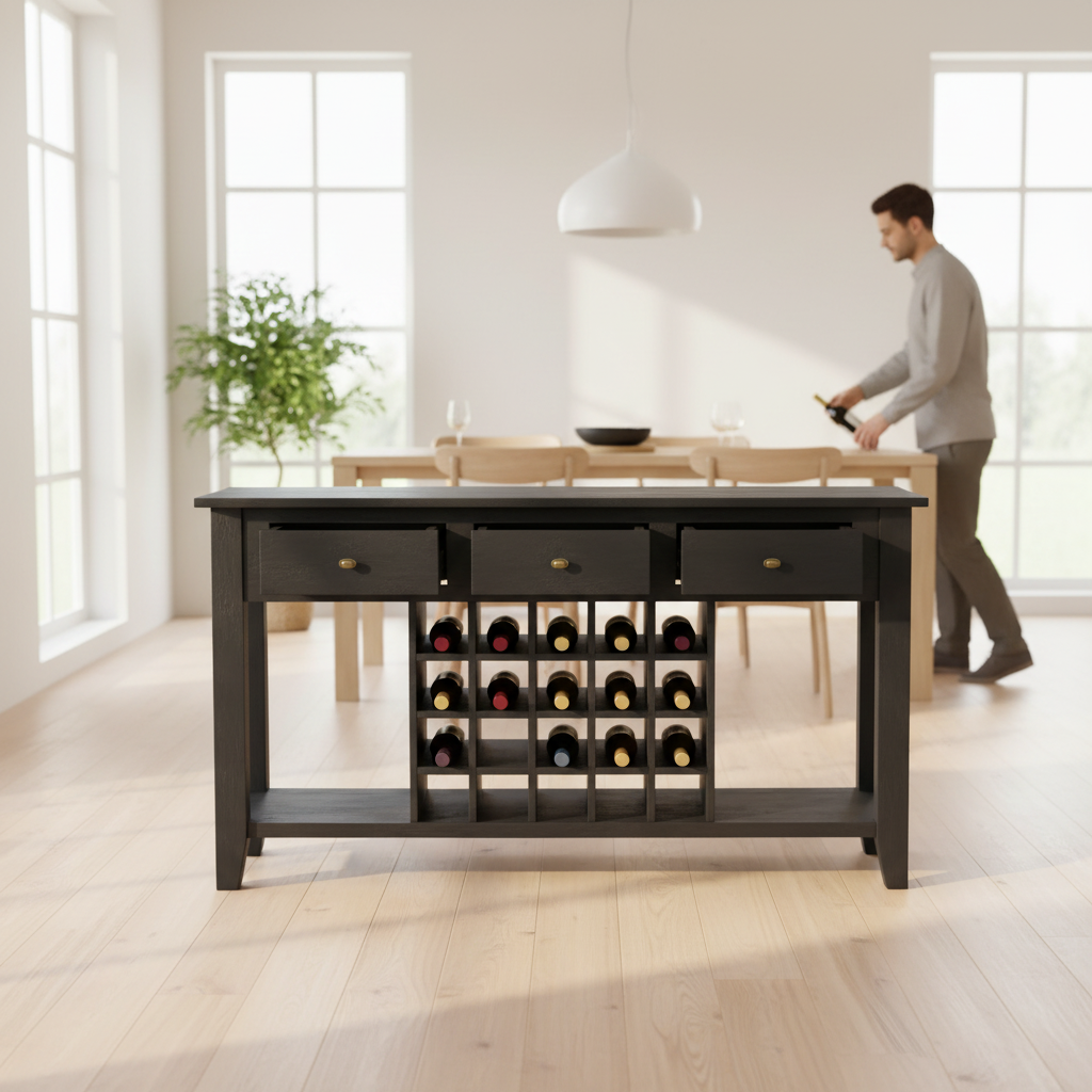 Fusion Wine Bottle Storage Console Table