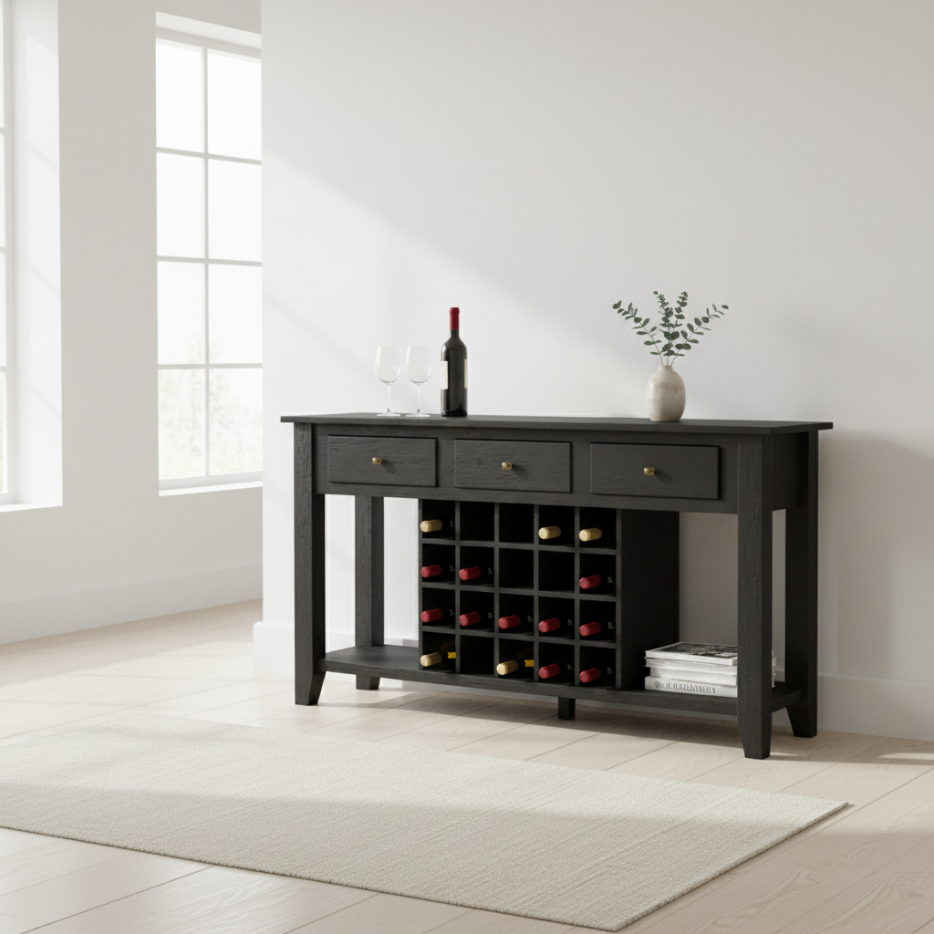 Fusion Wine Bottle Storage Console Table