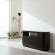 Gabelle Oval Ebony Bamboo Console Table