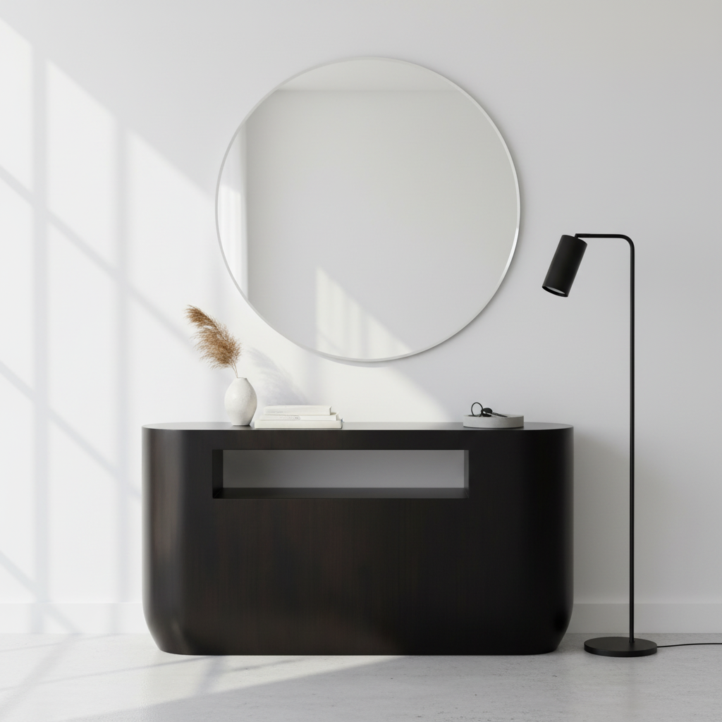 Gabelle Oval Ebony Bamboo Console Table