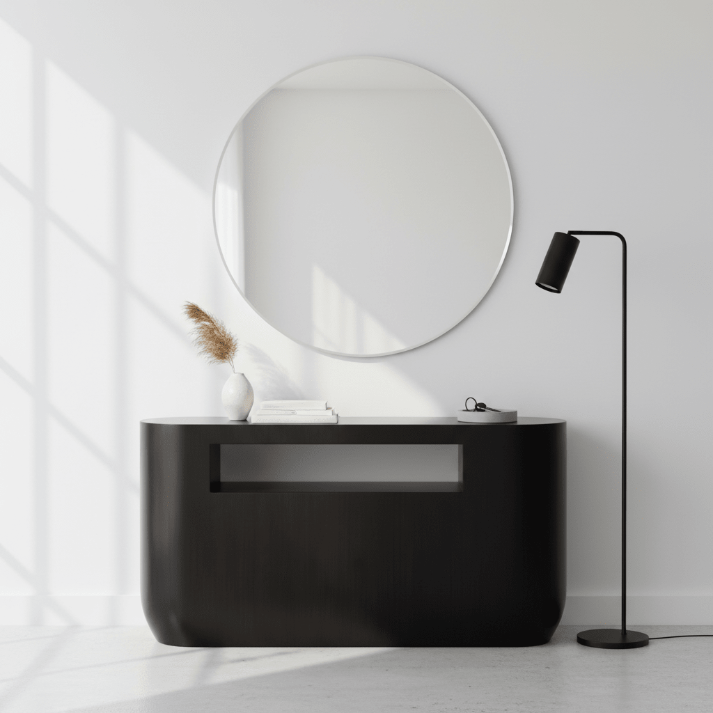 Gabelle Oval Ebony Bamboo Console Table