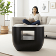 Gabelle Oval Ebony Bamboo Side Table