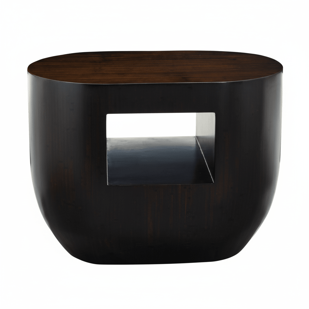 Gabelle Oval Ebony Bamboo Side Table