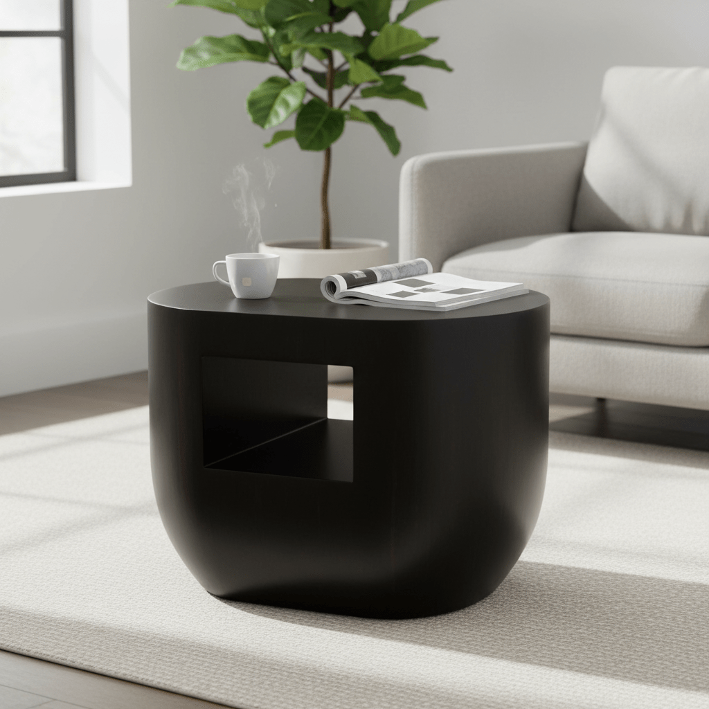 Gabelle Oval Ebony Bamboo Side Table