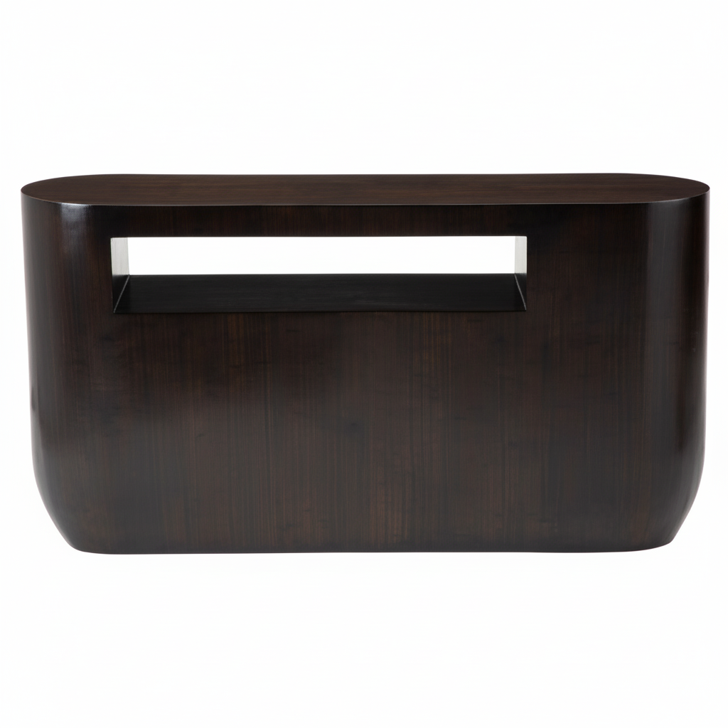 Gabelle Oval Ebony Bamboo Console Table