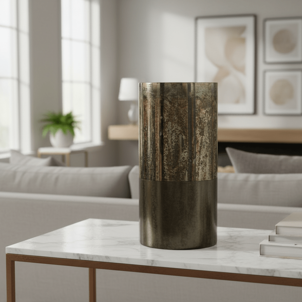 Gaia Antique Effect Black Glass Large Vase